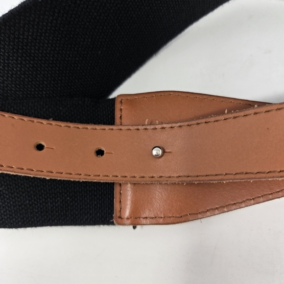 LP BY LINEA PELLE COGNAC BROWN LEATHER & BLACK STRETCH FOLD OVER BELT WOMEN M - Picture 13 of 15